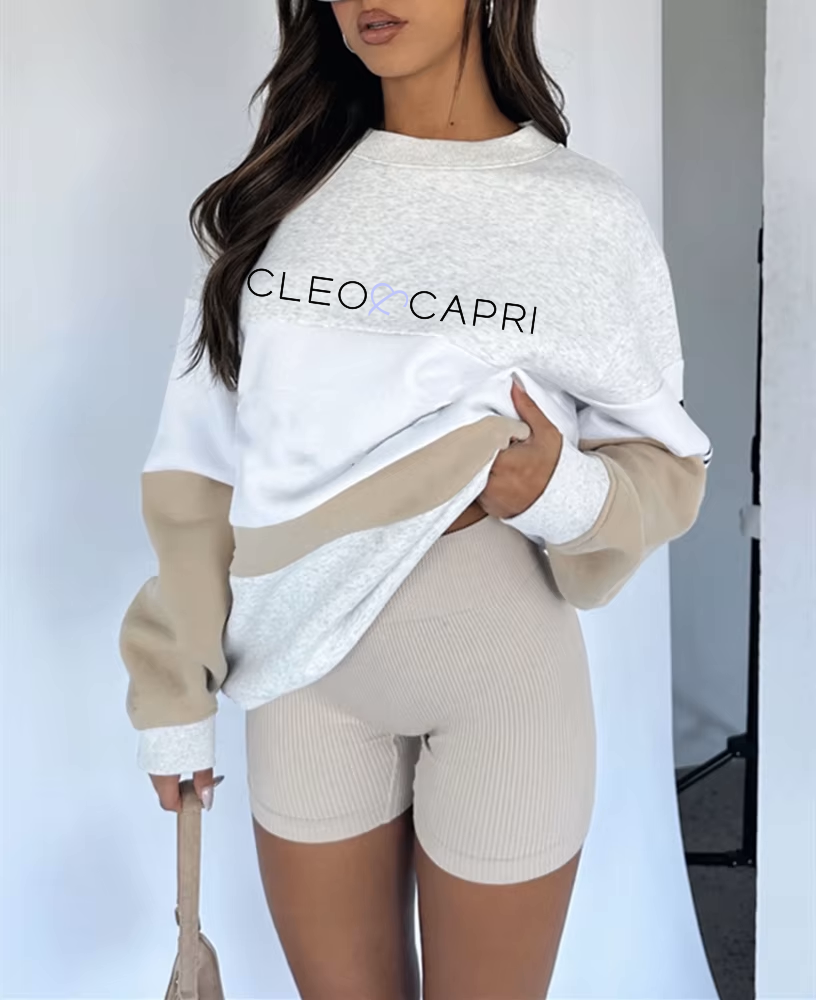Colour Block Long Sleeve Crewneck Sweater